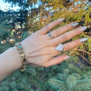 Vintage Signed Goldette Slide Charm Bracelet